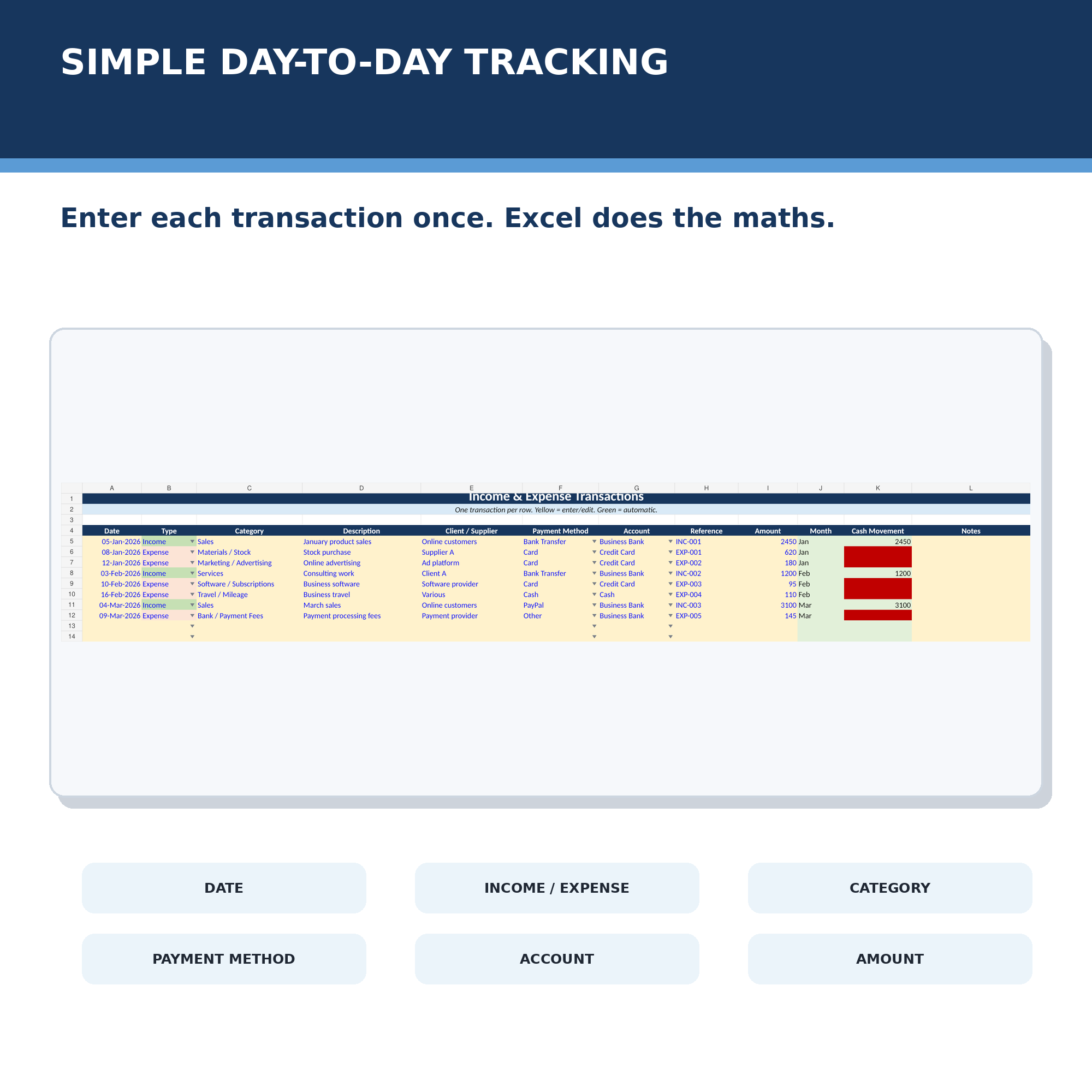 Income and Expense Tracker spreadsheet preview