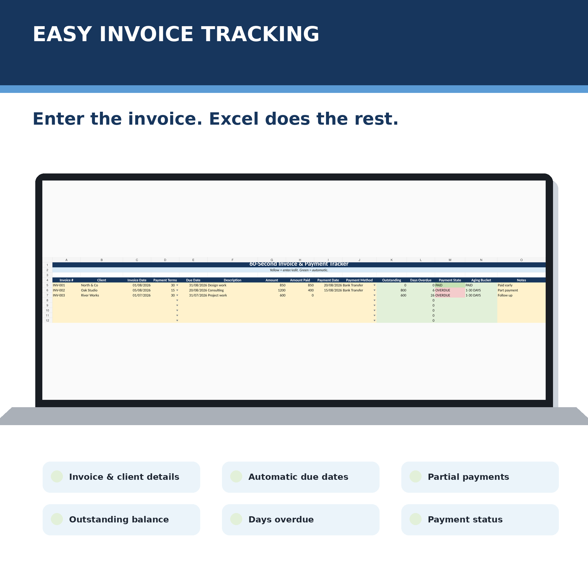 Invoice Payment Tracker spreadsheet preview