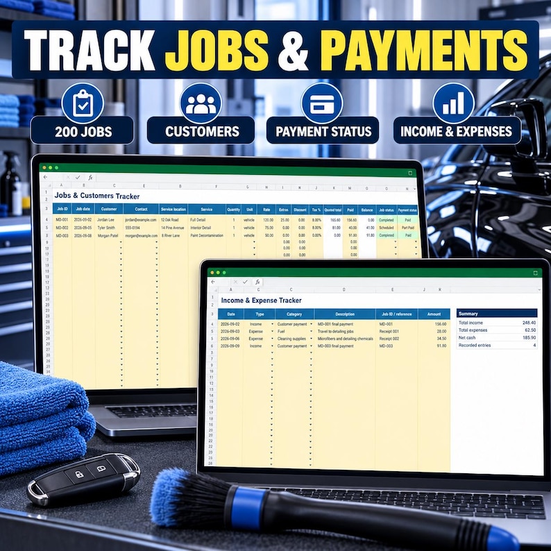 Jobs, customers and payment tracker